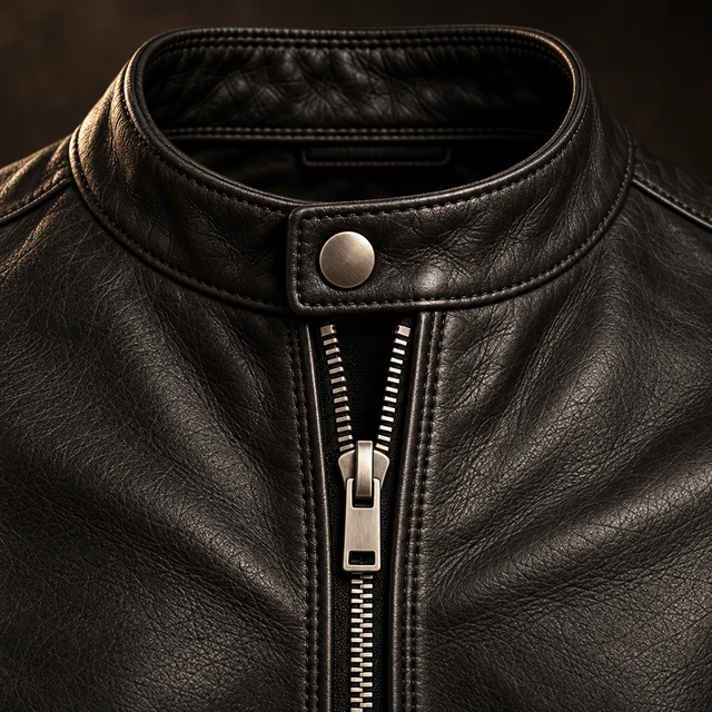 The Racer — close concept study: collar, zip line and stitching